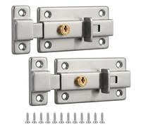 2 Pièces Targette de Porte Inox Ouverture par Pression avec 12 Vis | Verrou Porte Exterieur Verrou Portail Serrure Cabanon de Jardin pour Fenêtres Clôtures Chambres Toilettes Cabanon