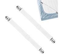 2 Pièces Tendeur Drap Housse,75-250CM Tendeurs De Drap RéGlables pour Drap De Lit,Attache pour draps, Matelas, Planche à Repasser ou canapé Blanc