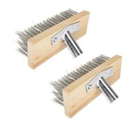 2 Pièces Tête de Brosse de Sol Robuste en Fil D'acier Inoxydable | Poils Rigides Haute Densité, Tête Inclinée Amovible, pour Allées en Pierre et Joints Difficiles