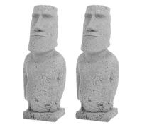 2 pièces Tête Moaï en Grès, Figurine Visage Abstrait pour Bureau et | Aspect Pierre, Décoration Artistique, Pièce Centrale de Table, Adaptée aux Aquariums, Paysages Miniatures et Présentations