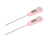 2 Pièces Thermomètre Numérique Instantané pour Cuisson D’aliments | Étanche, Facile à Nettoyer, Portable et Léger, Boîtier ABS Sonde en Acier Inoxydable, Rose