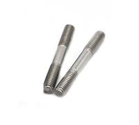 2 pièces tige de vis bâton dent barre filetée à Double tête, goujon sans en acier inoxydable M5 M6 M8, extrémité L16 100mm(M8 x 35MM)