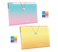 2 Pièces Trieur Document Extensible Trieur 12 Compartiments A4 Imperméable Rangement Papier avec Étiquettes Dossie(Bleu, Jaune)