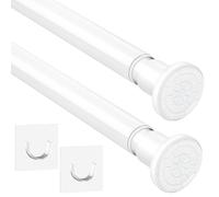 2 Pièces Tringle à rideau de douche blanche sans perçage tringle à rideau réglable 71-199 cm tringle télescopique antidérapante rideau cuisine salle de bains armoire à chaussures étagère