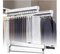 2 pièces Tube et support de penderie, Armoire Garde-Robe Extractible Coulissant pour Cintre Support Portemanteau, Blanc - 30cm