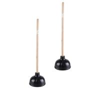 2 Pièces Ventouse Ménagère en Bois et Caoutchouc | Outil de Nettoyage Léger, Rangement Pratique, Entretien Facile, Finition Noire, Usage Salle de Bain, Wc