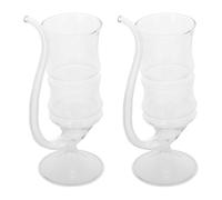 2 pièces Verre à Cocktail Créatif 200ml en Verre avec Paille et base | Design Bambou Transparent, Stable Table, pour Vin, Mojito, Fêtes Cocktails ou Ktv