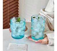 2 pièces Verres en verre bleu glace, Verres empilables, Convient pour divers vins, Whisky, Cocktails, Vin rouge, Vin, Très bonne vaisselle à boisson Haut style,Style court,Grand + PetitVerre