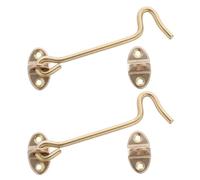 2 Pièces Verrou à Crochet en Laiton pour Porte Coulissante, 4, 33 | Deux Points de Fixation, Finition Laiton Classique, Usage Intérieur et Extérieur, pour Fenêtres et Abris