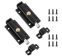 2 Pièces Verrou de Porte Automatique Poussoir, Targette Verrou à Ressort pour Porte de Jardin, Porte Coulissante, Fenêtre, Armoire, Aluminium, Noir