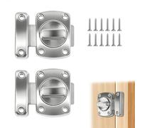 2 Pièces Verrou Porte Coulissante, Serrure Porte Alliage de Zinc, 180°Rotatif Loquet Porte, Verrou de Porte Anti Crochetage, Targette de Porte pour Portes Principales, Portails, Jardins(Argent)