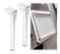 2 Pieds de Table Pliants en Fer,Blanc Pieds de Bureau Rabattable Pliables | Charnières Autobloquantes,Support en Métal pour Camping Car Van Aménagé Caravane lit Armoire Ordinateur Portable Meubles DIY