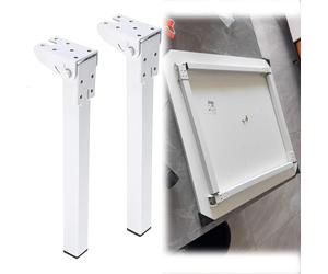 2 Pieds de Table Pliants en Fer,Blanc Pieds de Bureau Rabattable Pliables | Charnières Autobloquantes,Support en Métal pour Camping Car Van Aménagé Caravane lit Armoire Ordinateur Portable Meubles DIY