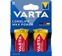 2 Piles Alcalines D / LR20 Varta LongLife Max Power