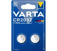 Varta CR2032 - Pile bouton Lithium 3V 230mAh - Dimensions 20mm x 3.2mm - Poids 3g - Conditionnement Blister 2 unités - Réf. Varta 06032-101-402