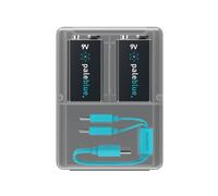 2 Piles Rechargeables USB-C 9V / 6LR61 560mAh PaleBlue Voyager Lithium Ion 3V