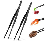 2 Pinces Cuisine Inox 30cm Noir - Longues - Gril/Aliments - Ustensiles Professionnels QIEDOVIEY