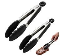 2 Pinces de Cuisine Professionnelles en Acier Inoxydable et Silicone, Set de 2 Tailles 21 cm et 27 cm, Ustensiles Résistants à la Chaleur pour Grill et Cuisine