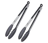 2 pinces de service avec embouts en silicone, longueur : 34 cm