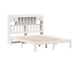 2 Places - Lit bibliothèque double - VIDAXL - tête de lit rangement - Avec compartiments de rangement - blanc 140x190 cm - Bois pin