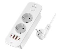 2 places Multiprise prise de courant encastré avec USB, multiprise électrique à encastrer de table avec 2 USB C et câble de 2 m pour meubles de travail, blanc
