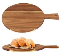 2 planches à pizza rondes en bois, diamètre 30 cm, avec poignée