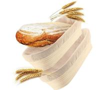 2 plaques de cuisson avec un torchon en lin lavable, un sac de voyage en rotin naturel, un moule à pain en rotin naturel, un moule à pain ovale, du papier sulfurisé (moule à pain ovale, 2 pièces)