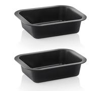 2 plats à gratin, en acier revêtu, revêtement antiadhésif, rectangulaires, 24 x 17,5 x 6 cm, noirs