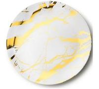 2 plats réutilisable rond marbré 35cm blanc or - decorline 4491 Blanc G