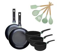 2 poêles 24/28 cm 3 casseroles 16/18/20 cm et 5 ustensiles Fackelmann Brandao Océan