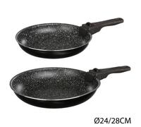 JJA Poêles 135111 PIIERRE – Lot 2 (24/28 cm) + 1 poignée amovible – Noir