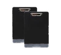 - 2 Porte Bloc A4 36 x 24 x 3 cm avec Pince Métallique, Rangement Documents, Compartiment Stylos + Accessoires de Bureau