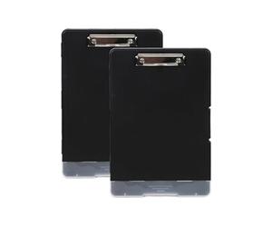 - 2 Porte Bloc A4 36 x 24 x 3 cm avec Pince Métallique, Rangement Documents, Compartiment Stylos + Accessoires de Bureau