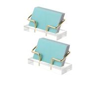2 Porte-Cartes de Visite, Supports en Acrylique Transparent avec Métal Doré | Présentoirs élégants pour bureau, accueil, réception, comptoir, magasin, restaurant, salon et stand d’exposition