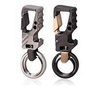 2 Porte-clés Ouvre-bouteille, Ouvre-bière en Métal Pendentif Décapsuleur Voiture Mousqueton Cadeau pour Hommes et Femmes (Noire et Argent)