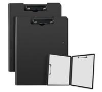 2 Porte Document avec Couvercle, Porte Bloc A4 avec Pince, Porte Documents A4 pour Bureau, Chantier, école, Noir