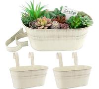 2 pots suspendus vintage en céramique avec crochets, pour le balcon, la décoration murale extérieure, la décoration murale intérieure et les accessoires de jardin