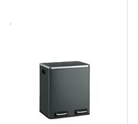 2 poubelles de tri des déchets de 15 litres avec pédale – Double compartiment – Acier – 41 x 36 x (47–73,5) cm