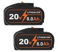 2×Powayup Remplacement pour 8,0 Ah 20V Worx Batteries, Compatible modèles WA3520 WA3551 WA3644 WA3601 WA3525 WA3575 WA3578 WA3553 WA3572 WG629E indicateur de Charge LED intégré (Noir)