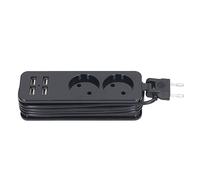 2 Prises Multiprise Parasurtenseur 4 Ports USB 1200W 10A Matériau Ignifuge Léger Rapide pour Téléphone Portable Ordinateur (Noir)