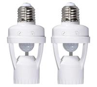 2 prises pour lampes avec détecteur de mouvement, douille E27, portée de détection de 3 à 8 mètres, adaptateur de lampe avec détecteur de mouvement infrarouge, doté d'un retard réglable et d'une sensi