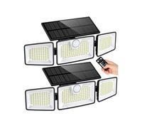 Lumisky Spots solaires GLEAMAX 3 têtes – LED blanc, détecteur, télécommande – Lot de 2 noir