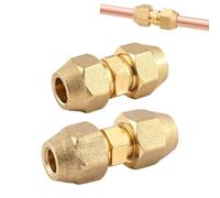 2 raccords de tuyau laiton cuivre double embout pour climatiseur | Conduite de réfrigérant split, plomberie de chauffage