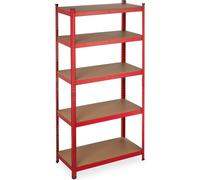 2 rayonnages modulaires pour charges lourdes, capacité de charge : 875 kg, 5 étagères, cave et garage, acier, H x L x P : 180 x 90 x 45 cm, rouge