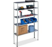 2 rayonnages pour charges lourdes, capacité de charge 250 kg, 5 étagères, H x l x P : 185 x 100 x 30 cm, cave et garage, acier galvanisé, argent