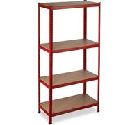 2 rayonnages pour charges lourdes, capacité de charge 700 kg, 150 x 70 x 30 cm, 4 tablettes, à assembler, en acier, rayonnage de rangement pour cave ou garage, rouge