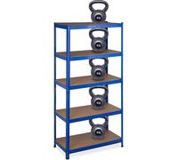 2 rayonnages pour charges lourdes, D x L x H : 180 x 90 x 45 cm, capacité maximale de 1 325 kg, 5 étagères, rayonnage de rangement pour garde-manger, cave, garage, acier, MDF, bleu