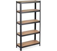 2 rayonnages pour charges lourdes, dimensions : 150 x 75 x 30 cm, capacité de charge : 875 kg, 5 tablettes, à assembler, cave, garage, acier, MDF, noir