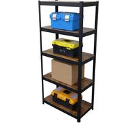 2 rayonnages pour charges lourdes, dimensions 180 x 60 x 30 cm, capacité 500 kg, 5 niveaux, style industriel, rayonnage de stockage pour cave, à assembler, marron/noir