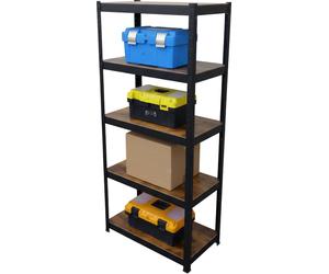 2 rayonnages pour charges lourdes, dimensions 180 x 60 x 30 cm, capacité 500 kg, 5 niveaux, style industriel, rayonnage de stockage pour cave, à assembler, marron/noir